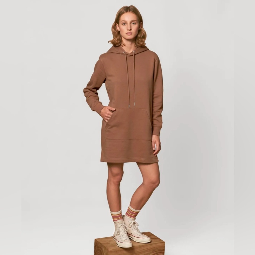 IJOAH Casual Brown Hoodie Dress Large